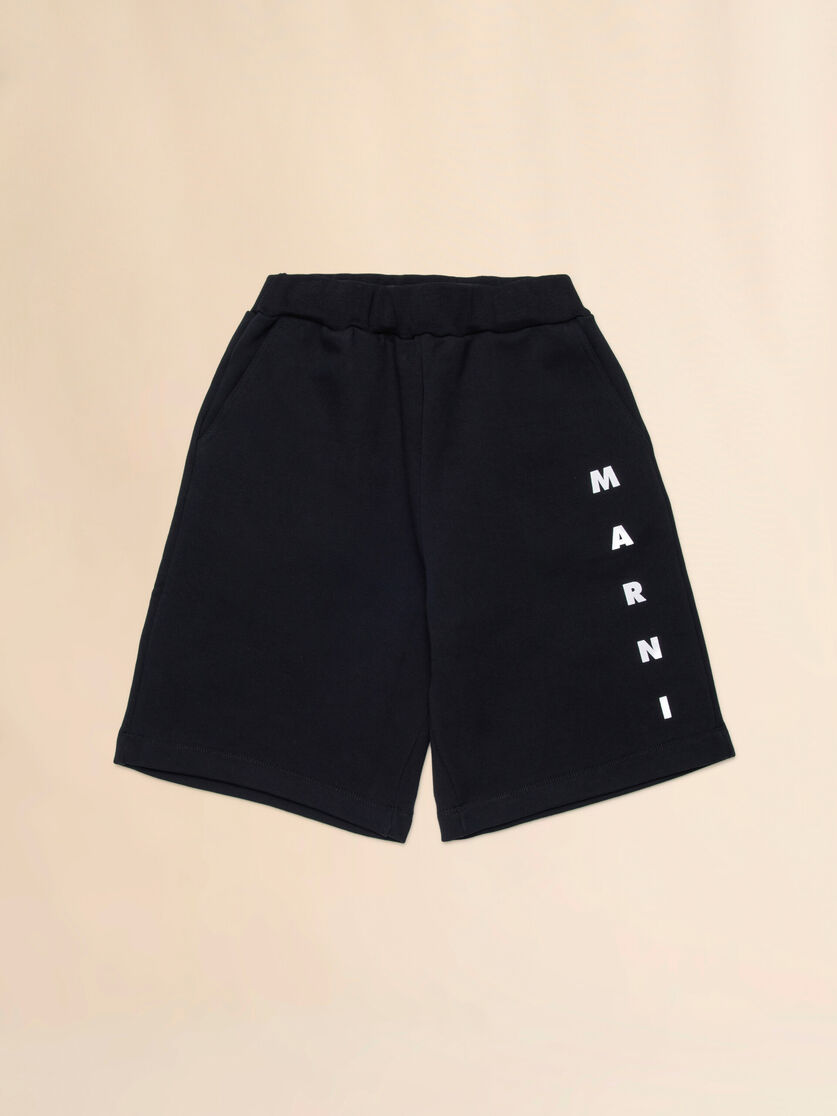 Bermuda in felpa nera con logo Marni, Image 1