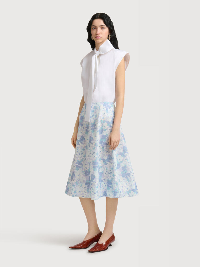 White poplin midi skirt with Pop Flowers print, Image 3