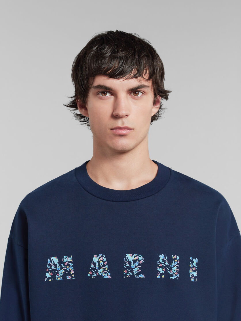 Blue organic cotton sweatshirt with patterned Marni print - Sweaters - Image 4