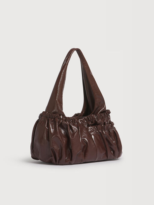 Brown leather gathered hobo bag - Shoulder Bags