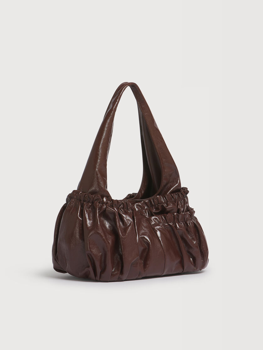 Brown leather gathered hobo bag, Image 6