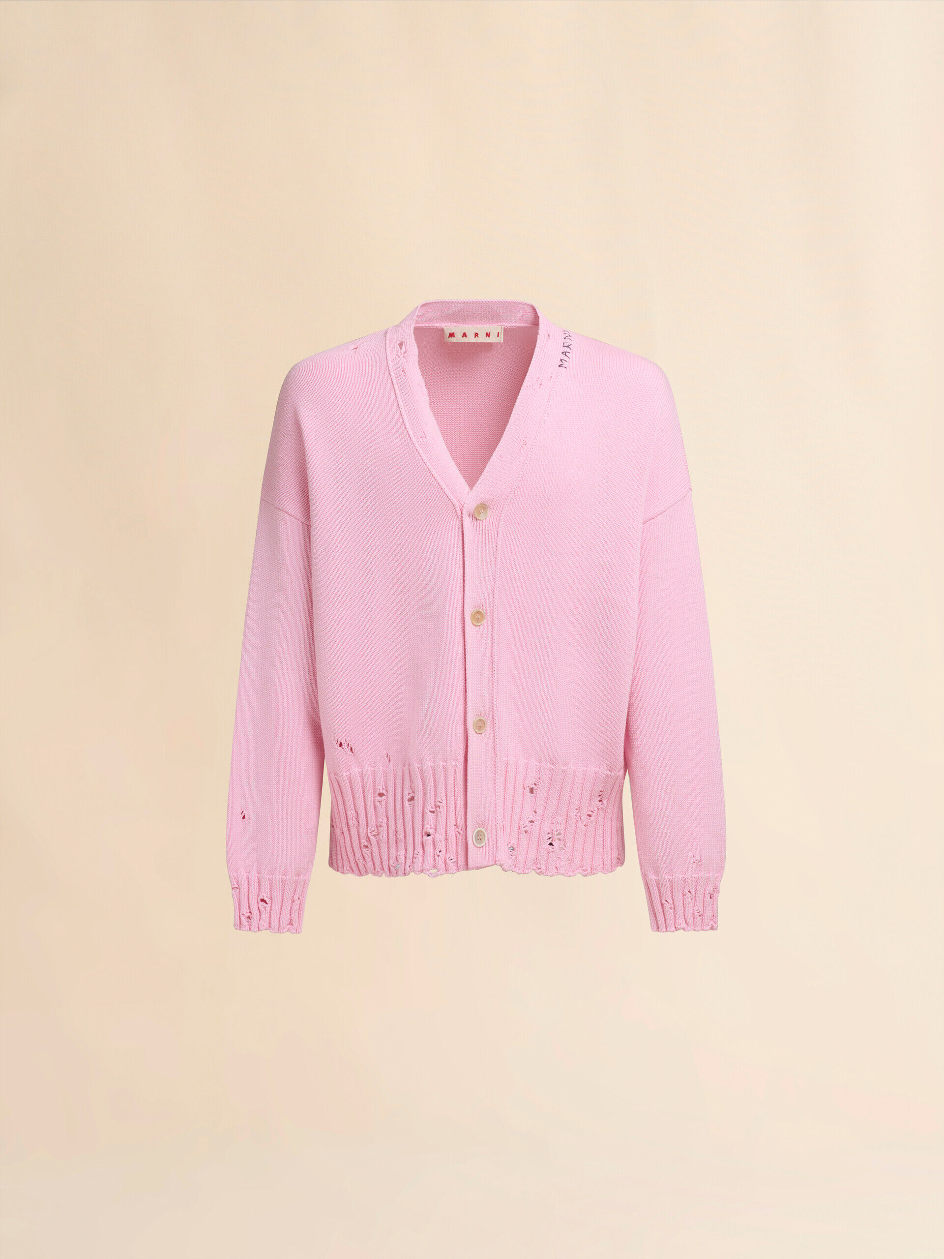 Pink cotton cardigan with Marni Symbol | Marni
