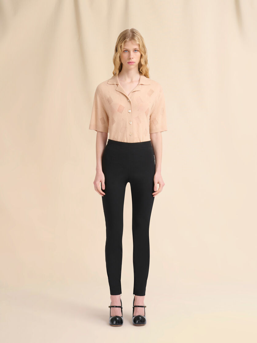 Marni Symbol 디테일 블랙 스트레치 포플린 트라우저 - 팬츠 - Image 2