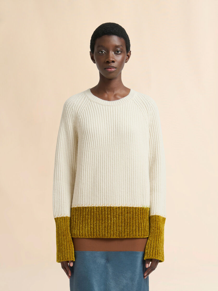 Cream wool colour-block jumper - Pullovers - Image 2