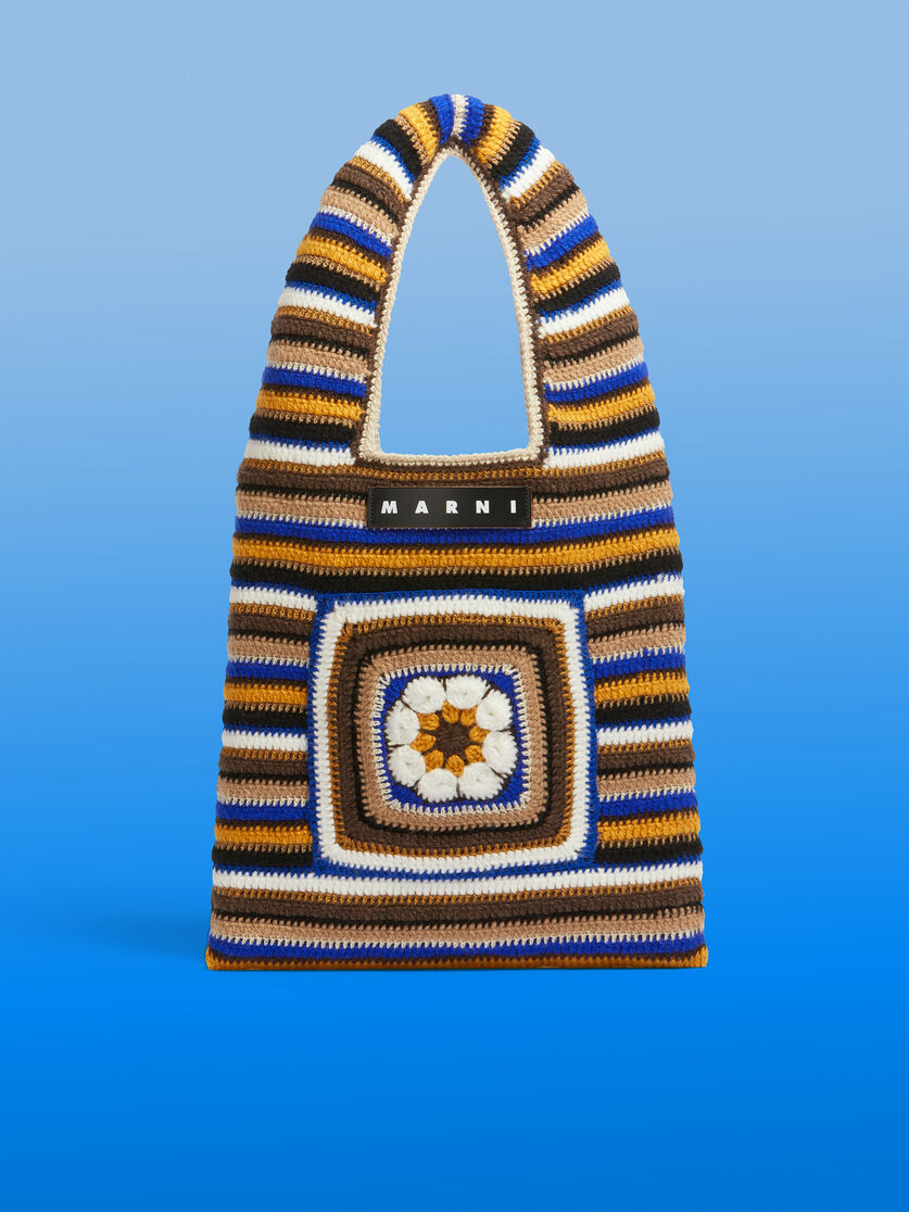 Sac Marni Market Mom bleu réalisé au crochet - Sacs cabas - Image 1