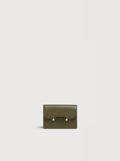 ディープグリーン レザー製 Envelope カードホルダー - 財布