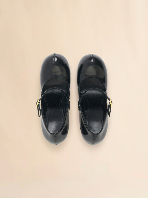 Black leather New Wave Mary Jane pump - Mocassin