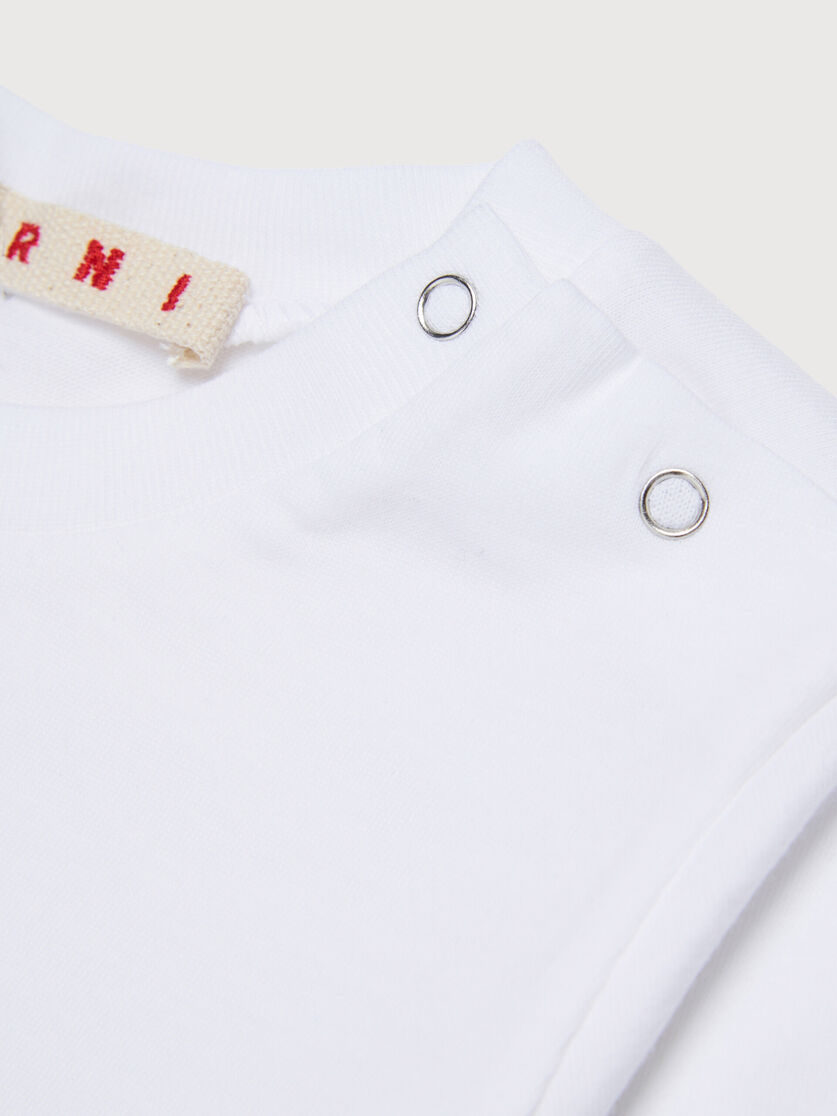 White long-sleeved cotton T-shirt with small Marni logo, Image 4
