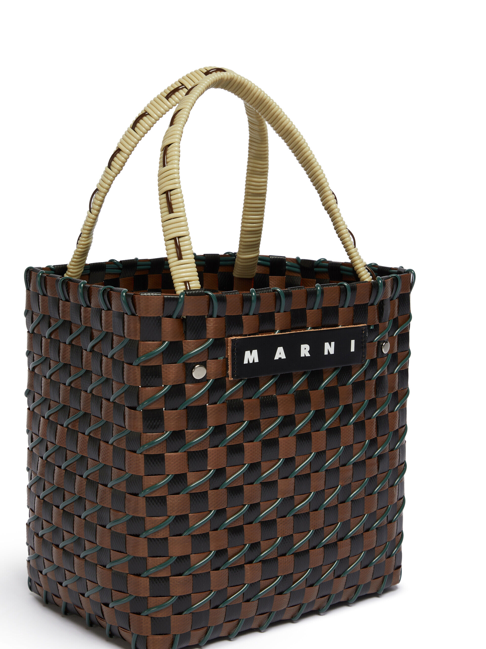 ブラウン MARNI MARKET Diagonal Cable ミニ バスケットバッグ