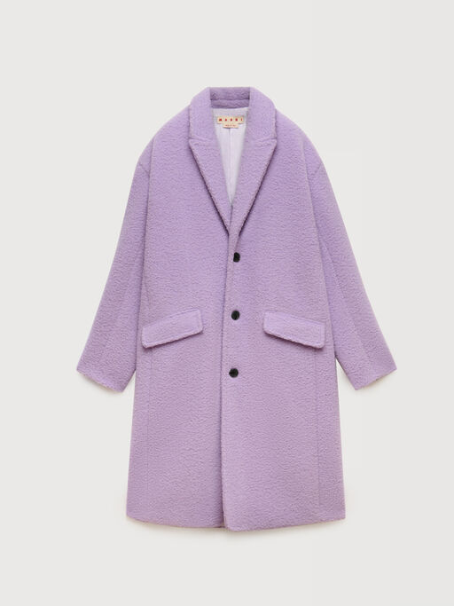 Purple wool-mohair teddy oversized coat - Coats