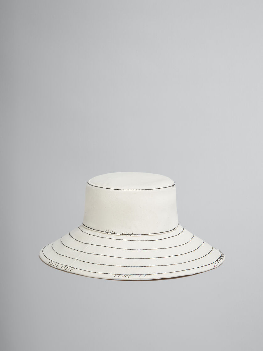 Ecru organic denim bucket hat with straps | Marni