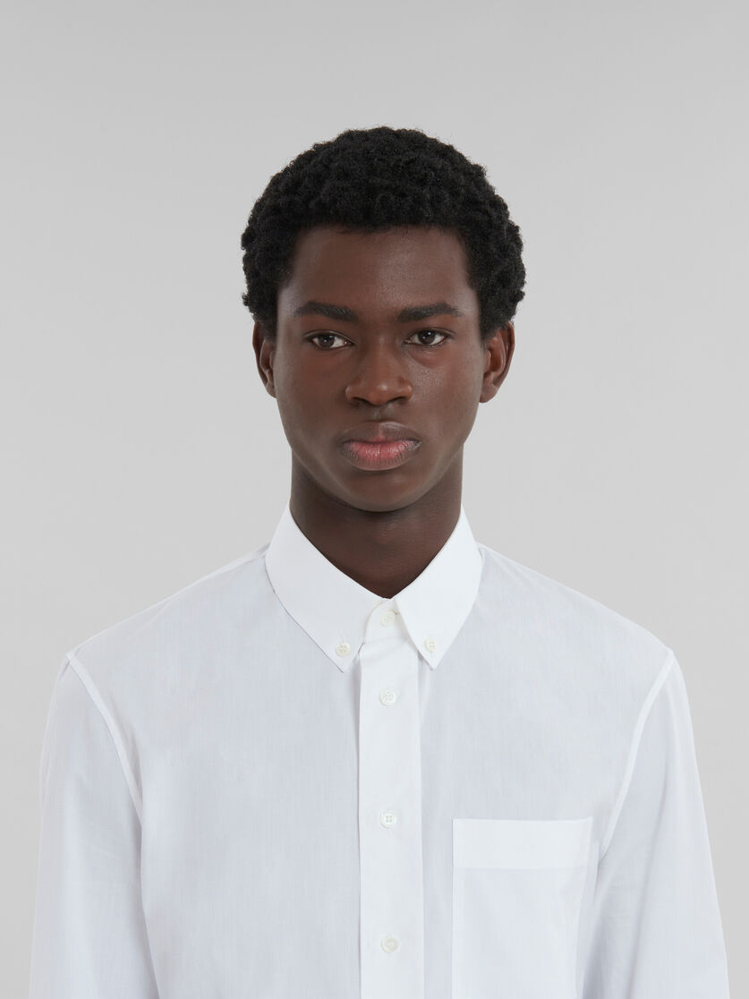 White organic poplin shirt with cropped hem - Shirts - Image 4