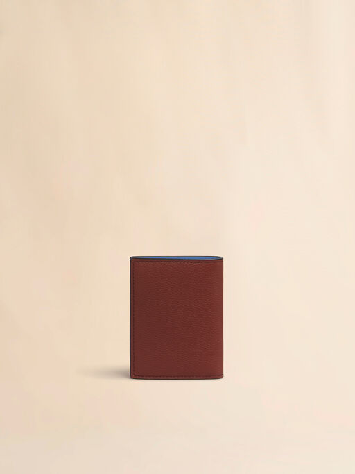 Brown leather bifold wallet with Marni Mending embroidery - Wallets