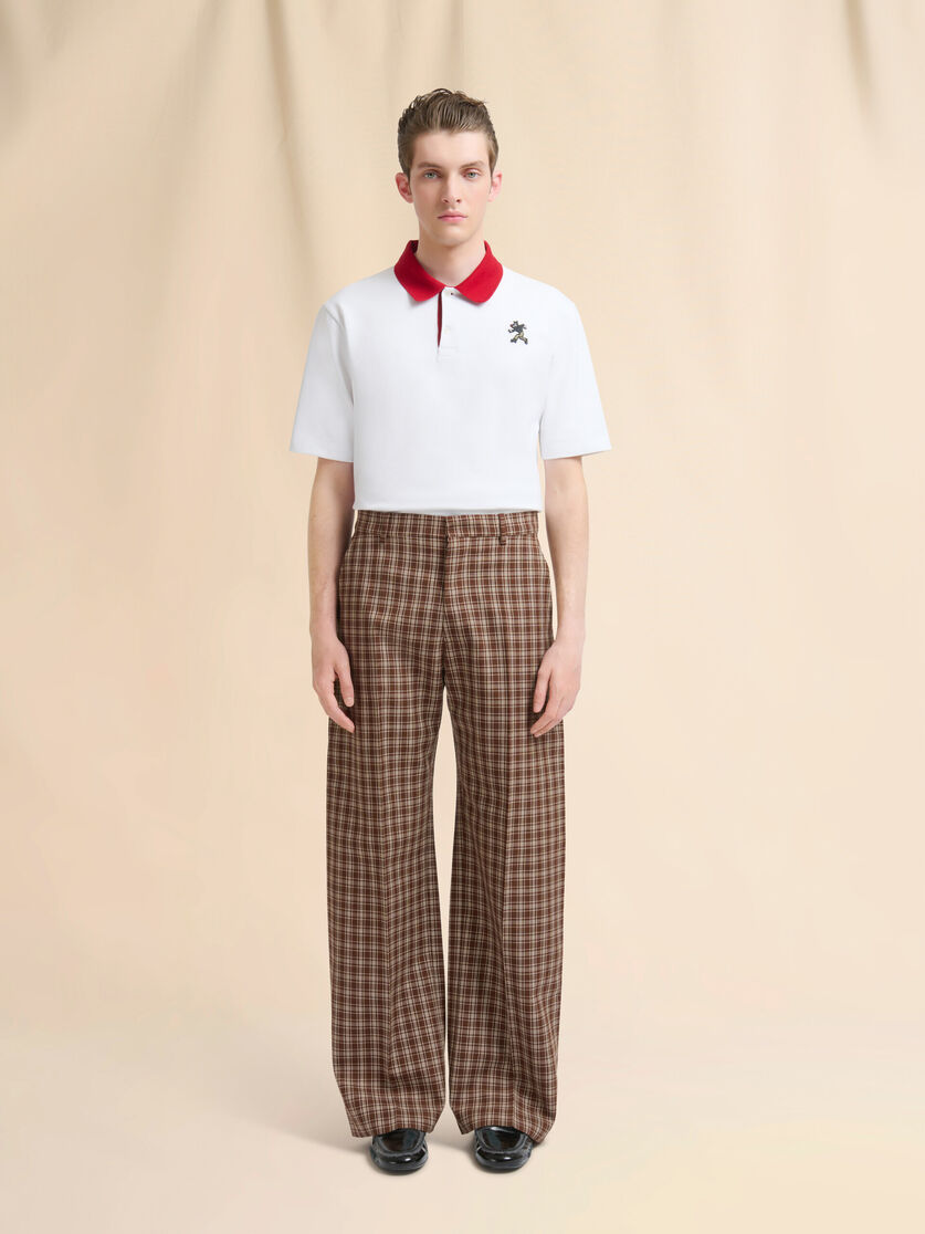 Brown wool trousers with checked pattern - Pants - Image 2