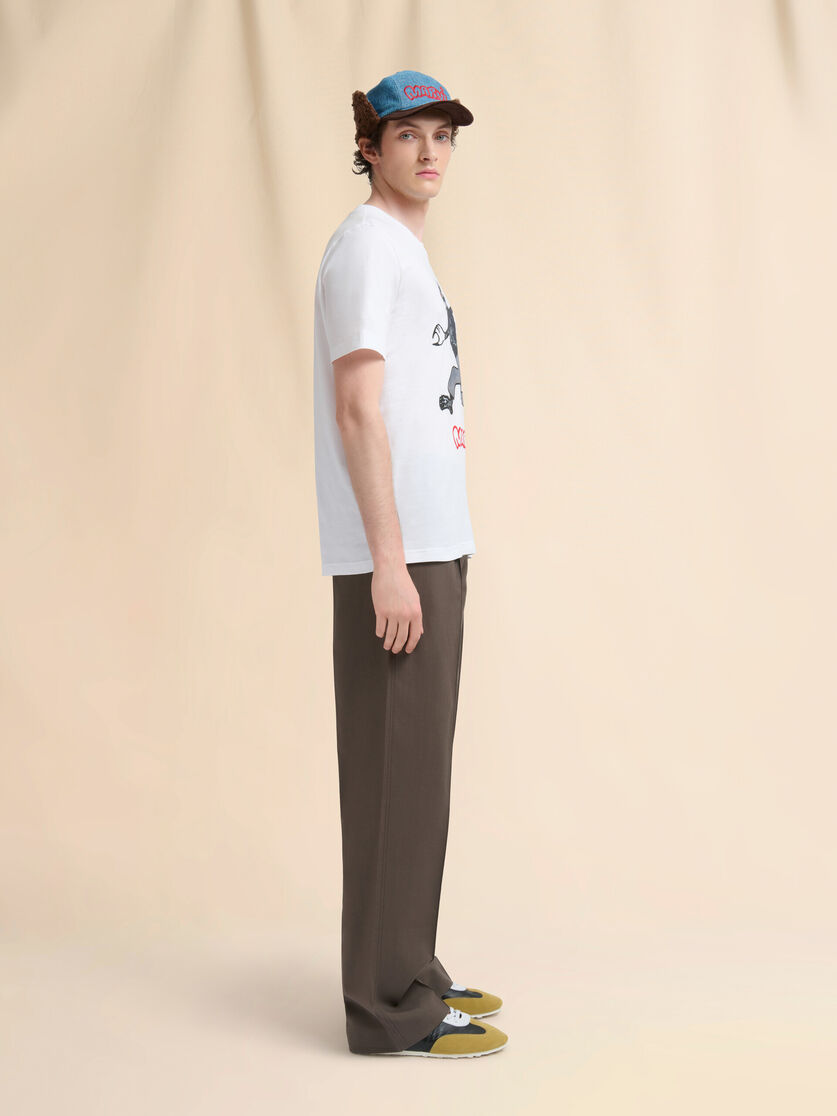White cotton T-shirt with wolf print - Shirts - Image 5