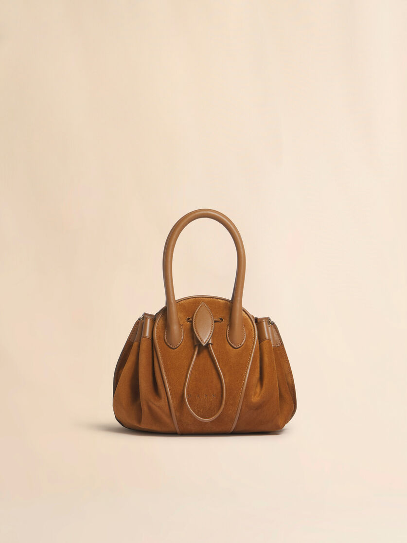 Brown suede Tulipea small handbag - Shoulder Bags - Image 1