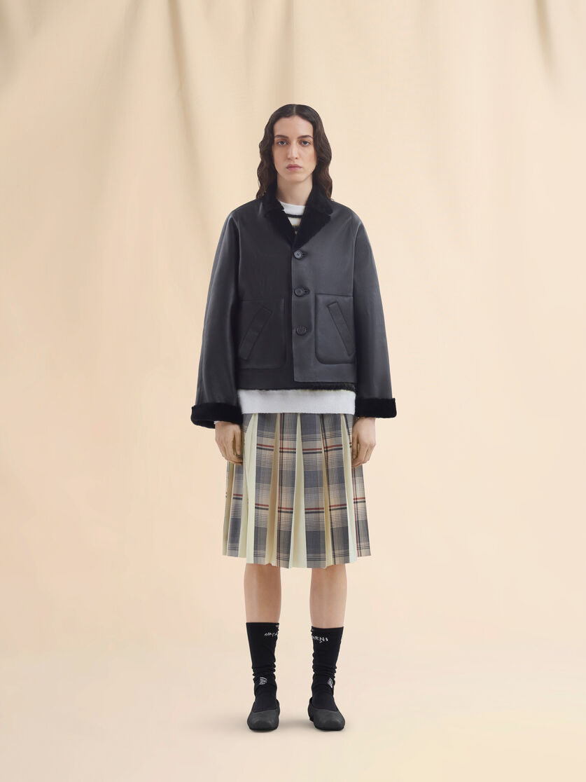 Beige reversible shearling jacket - Jackets - Image 2