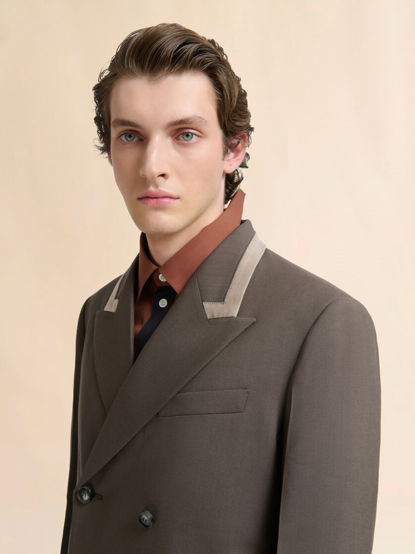 Grey double-breasted wool blazer with Marni Mending - Jackets - Image 4