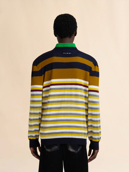 Gelb-braun gestreifter Pullover aus Wolle - Pullover