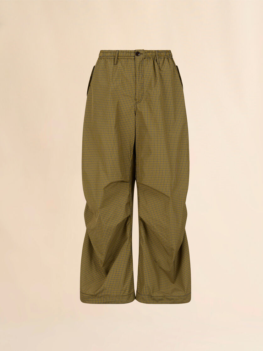 Yellow checked nylon cargo pants with Trunkaroo logo - Pants - Image 1