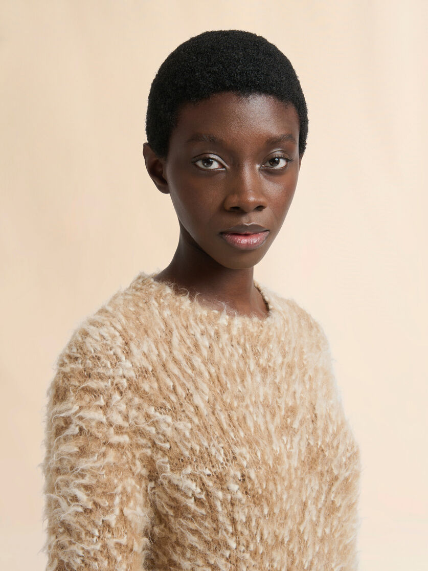 Beige alpaca and mohair jumper with crew neck - Pullovers - Image 4