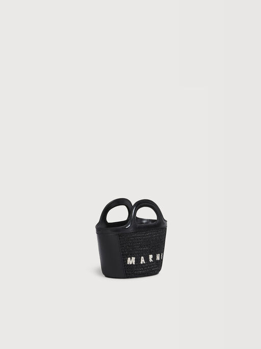 Microbolso Tropicalia negro de piel y tejido efecto rafia - Bolsos de mano