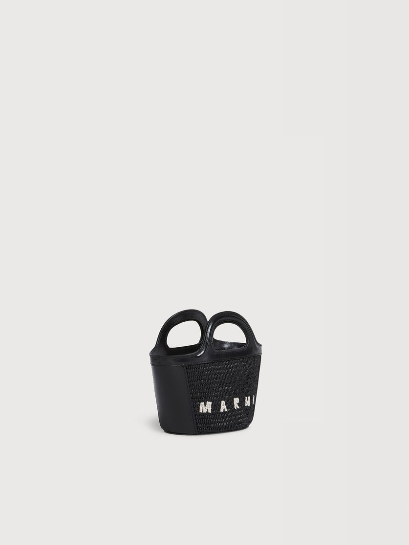 Tropicalia Micro Bag in black leather and raffia-effect fabric, Image 5