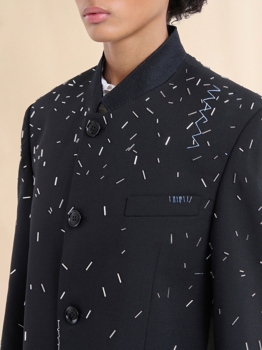 Schwarze Jacke aus Wolle mit Perlendetail - Jacken - Image 4