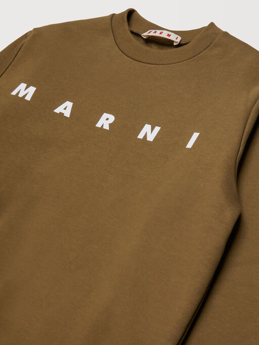 Brown cotton sweatshirt with bold Marni logo - Sweaters