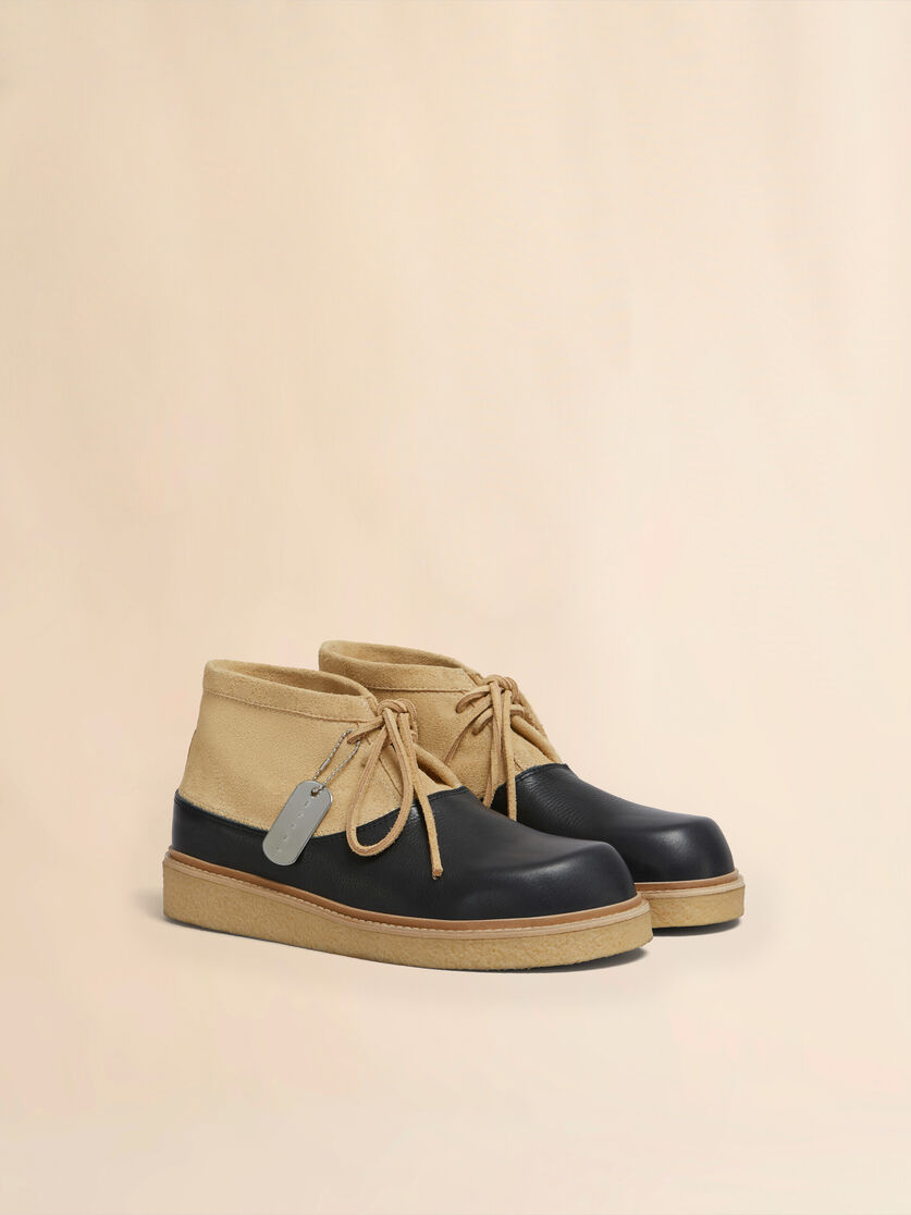 Bota safari de piel negra y verde con suela de caucho de Pará - Botas - Image 2
