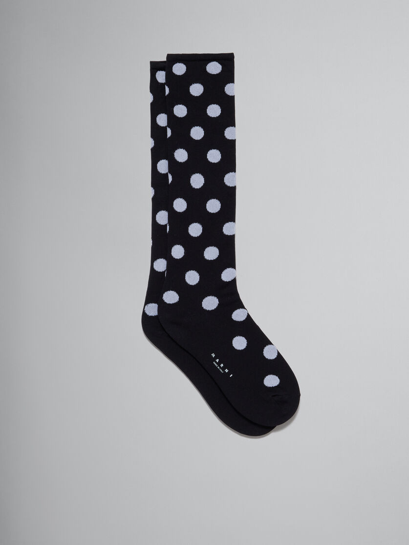 Black nylon socks with polka dots - Socks - Image 1