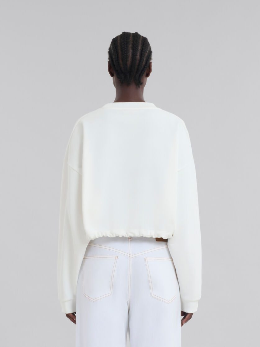 Sweat-shirt en coton blanc avec imprimé effet collage à fleurs - Maille - Image 3