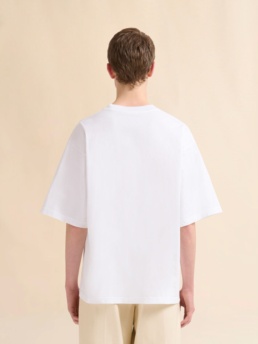 ホワイト コットン製T-シャツ、マキシマルニコラージュプリント - シャツ - Image 3