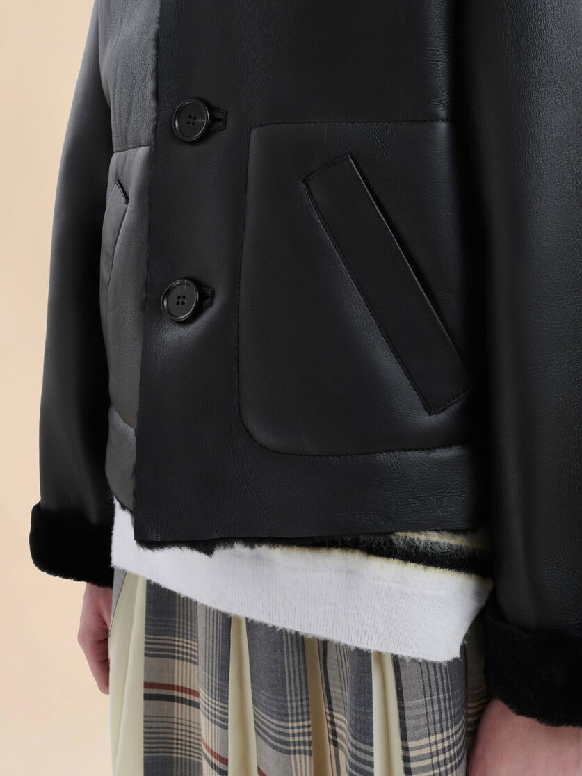 Beige reversible shearling jacket - Jackets - Image 5