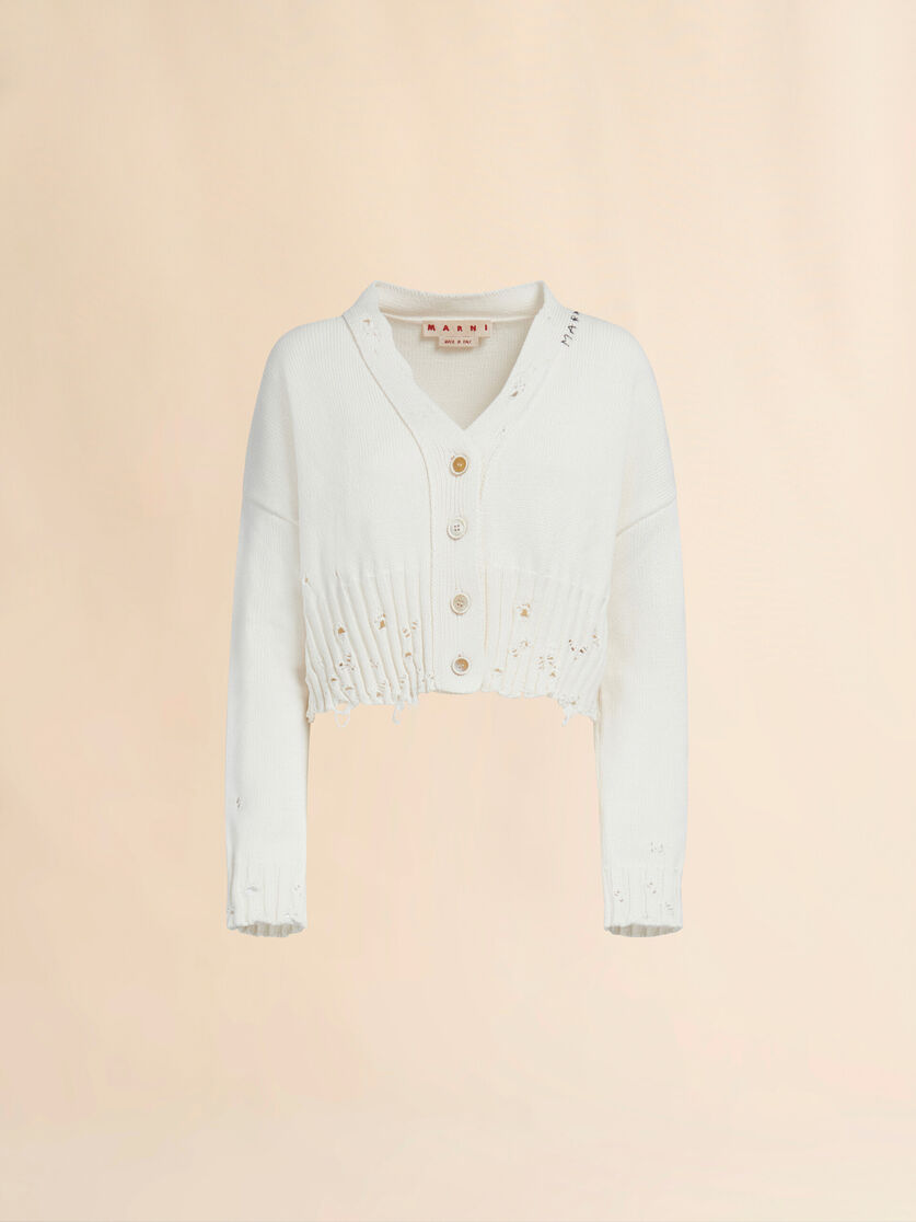Black cotton cropped cardigan - Pullovers - Image 1