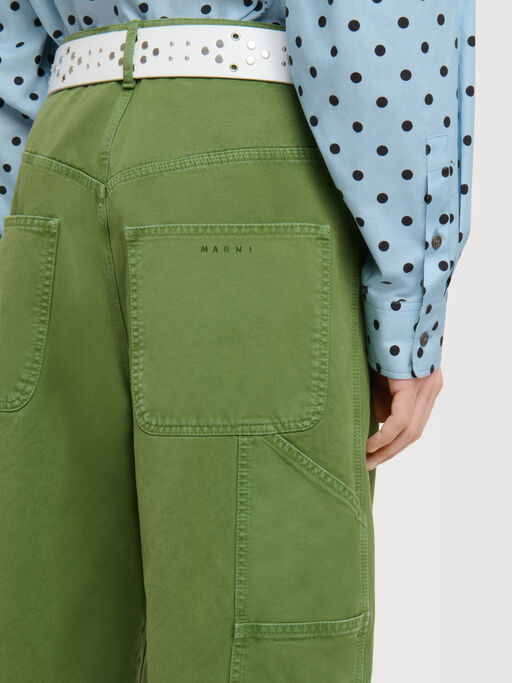 Green cotton loose workwear trousers - Pants