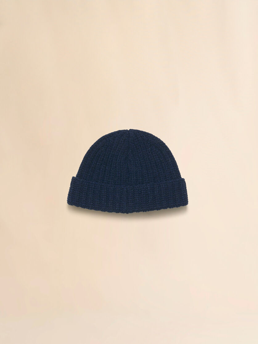 Dark grey ribbed beanie with hand-stitched logo - Hats - Image 3