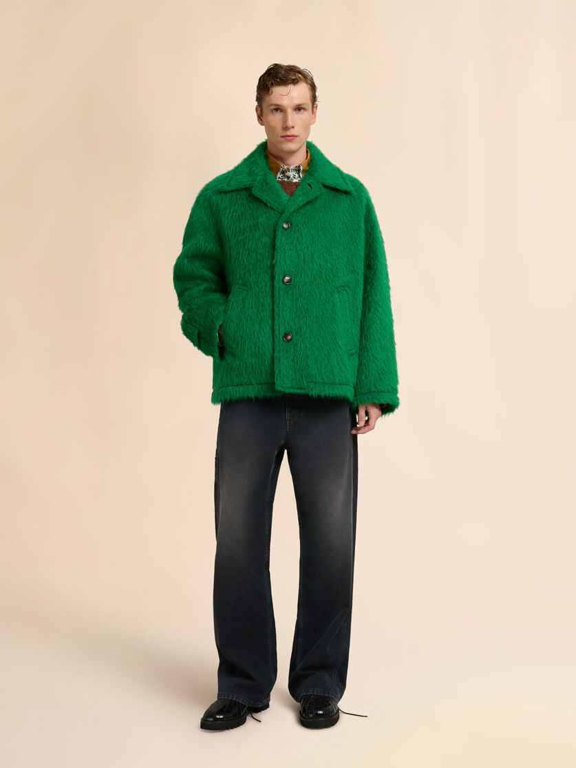 Green wool jacket with shaggy brushed finish, Image 2