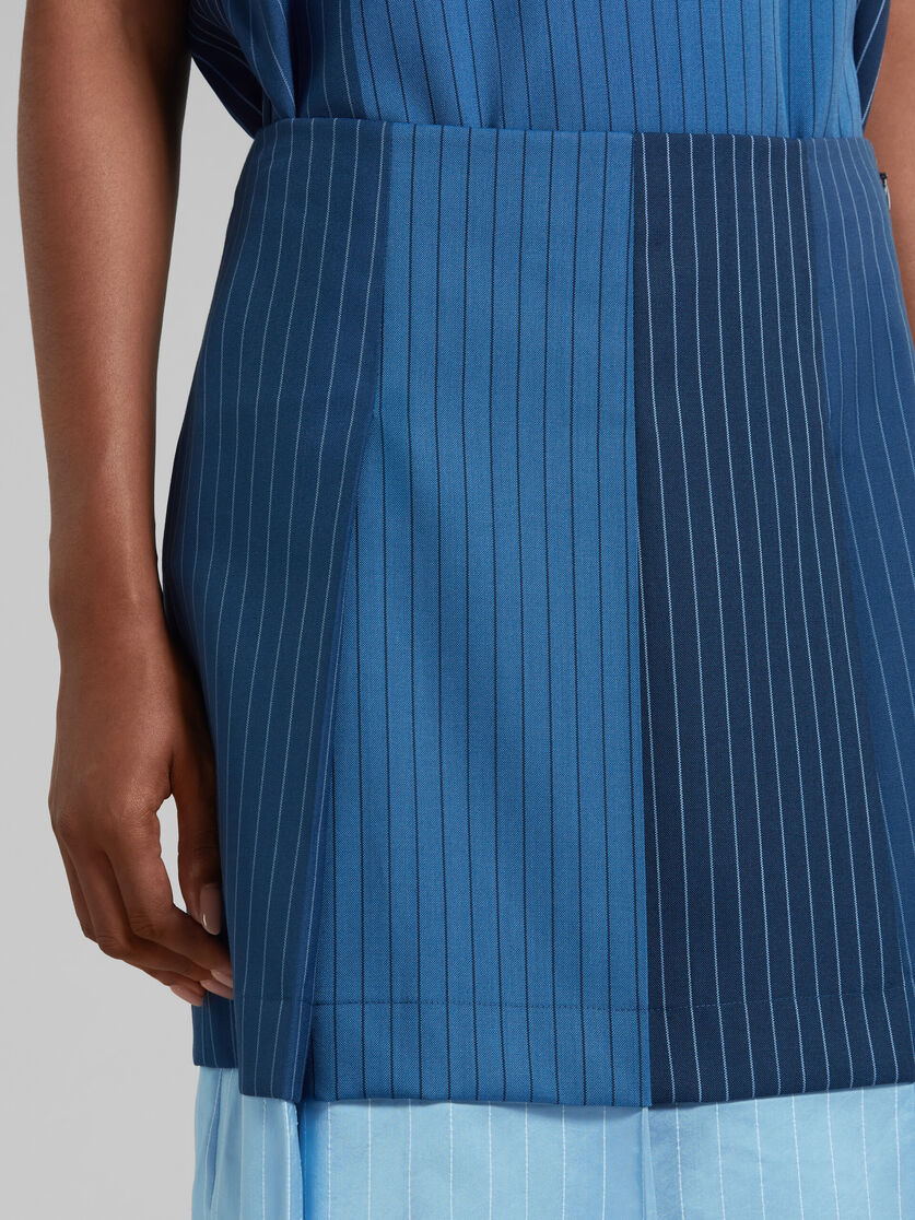 Blue dégradé pinstripe wool mini skirt with pleats - Skirts - Image 3