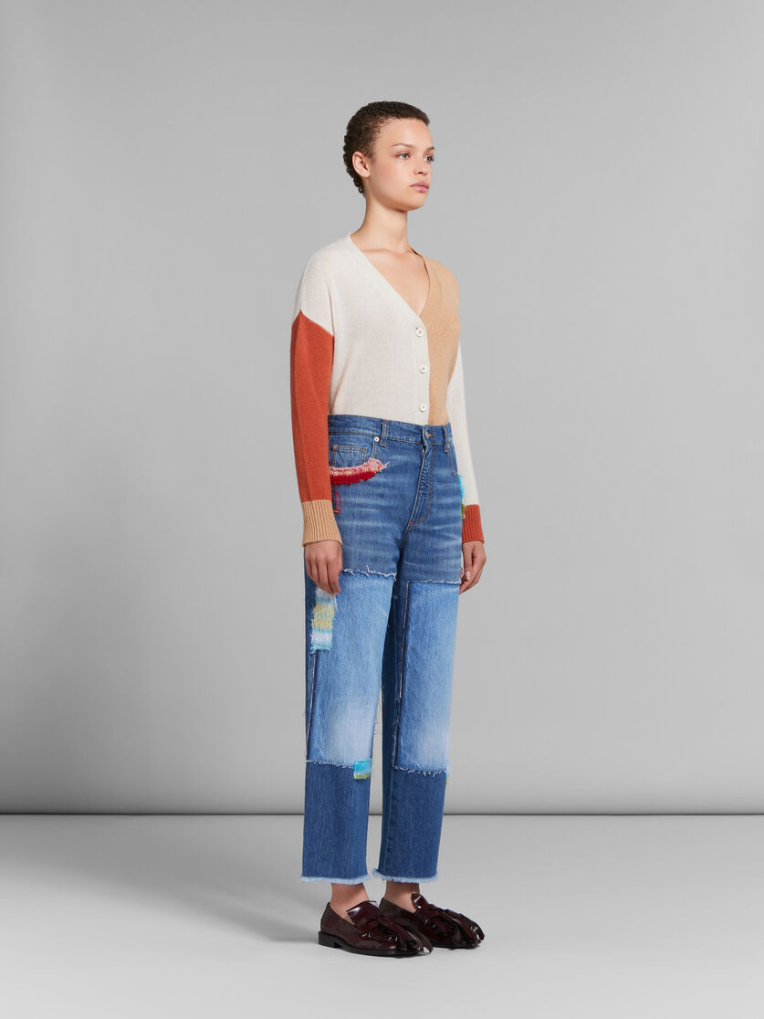 Cream colour-block cashmere cardigan | Marni
