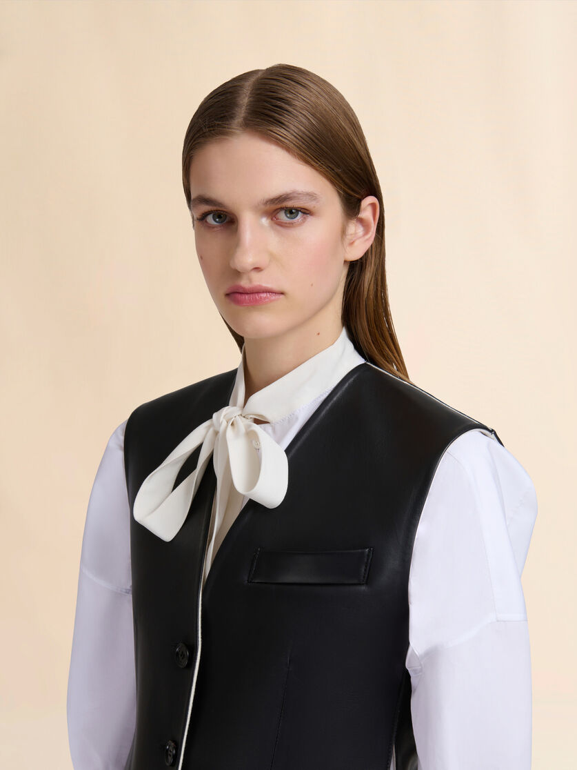 Black leather waistcoat with side slits - Waistcoats - Image 4