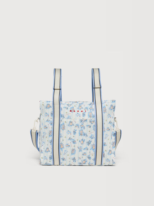 Light blue cotton changing bag with all-over print - Bags