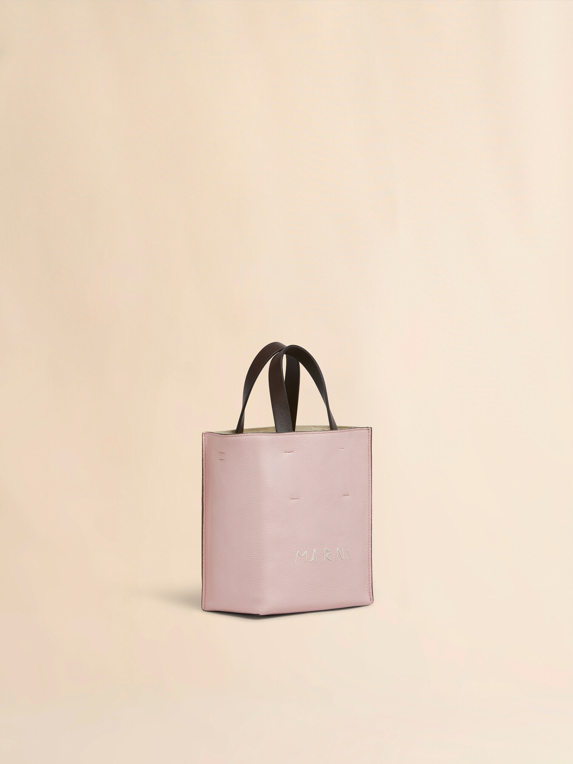 Museo Soft mini bag in pink colour-block leather with Marni