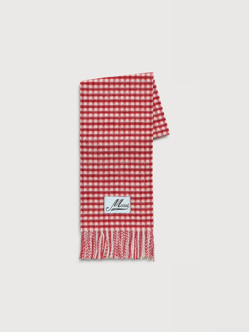 Double check wool and mohair red and white scarf - Scarves