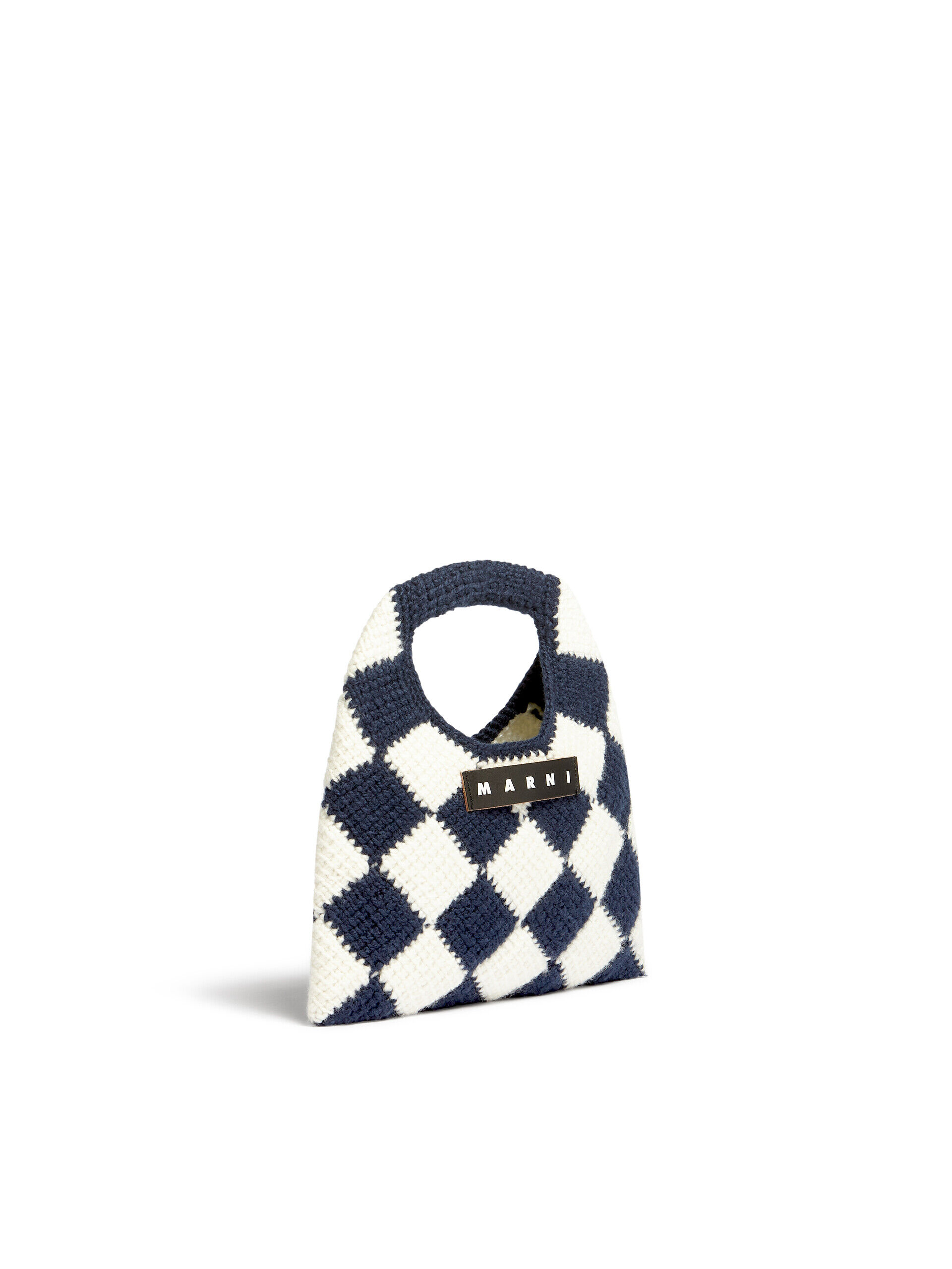 MARNI MARKET DIAMOND small bag in white and blue tech wool | Marni