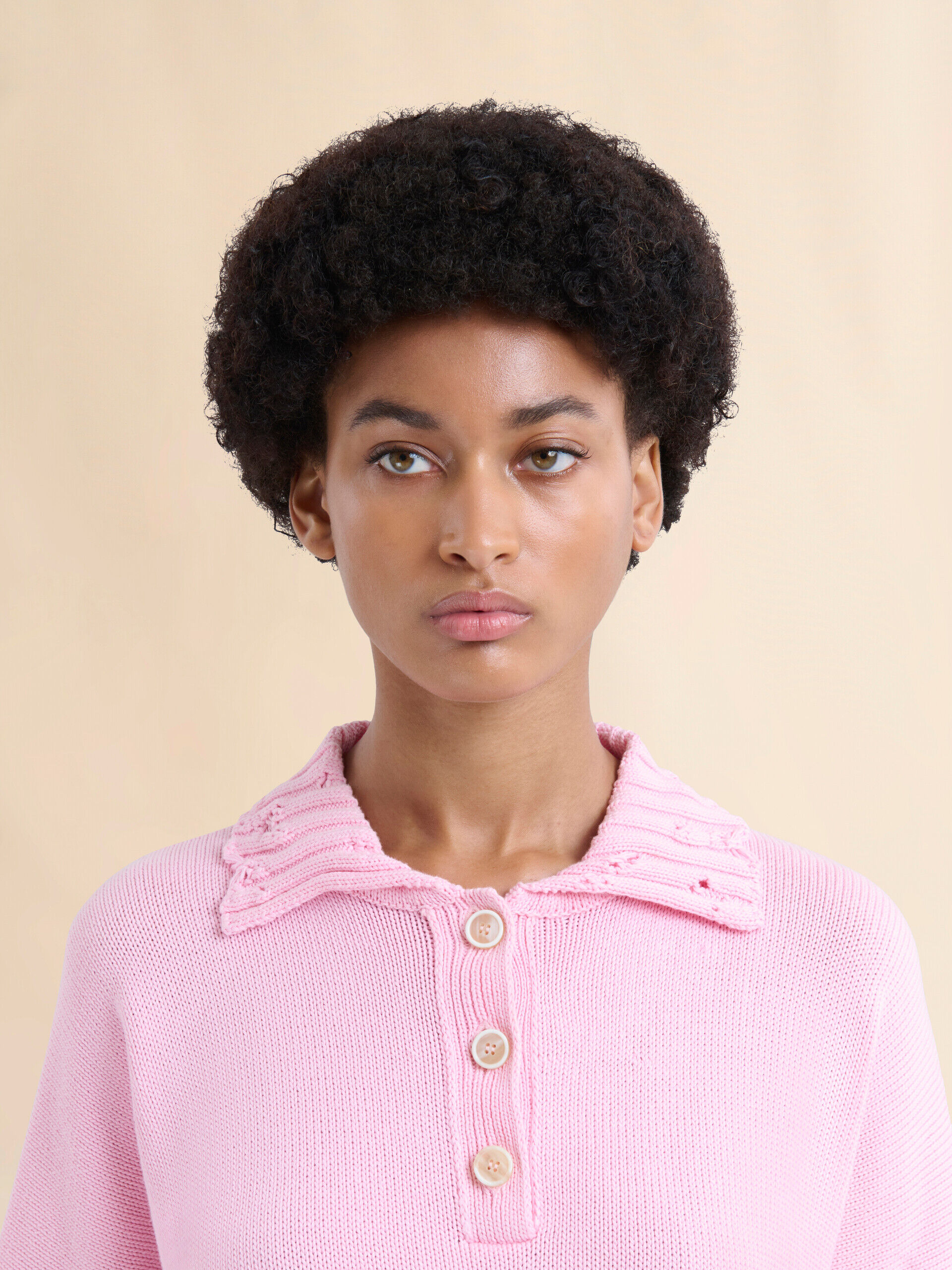 ピンク コットンポロシャツ、マルニシンボル入り | Marni