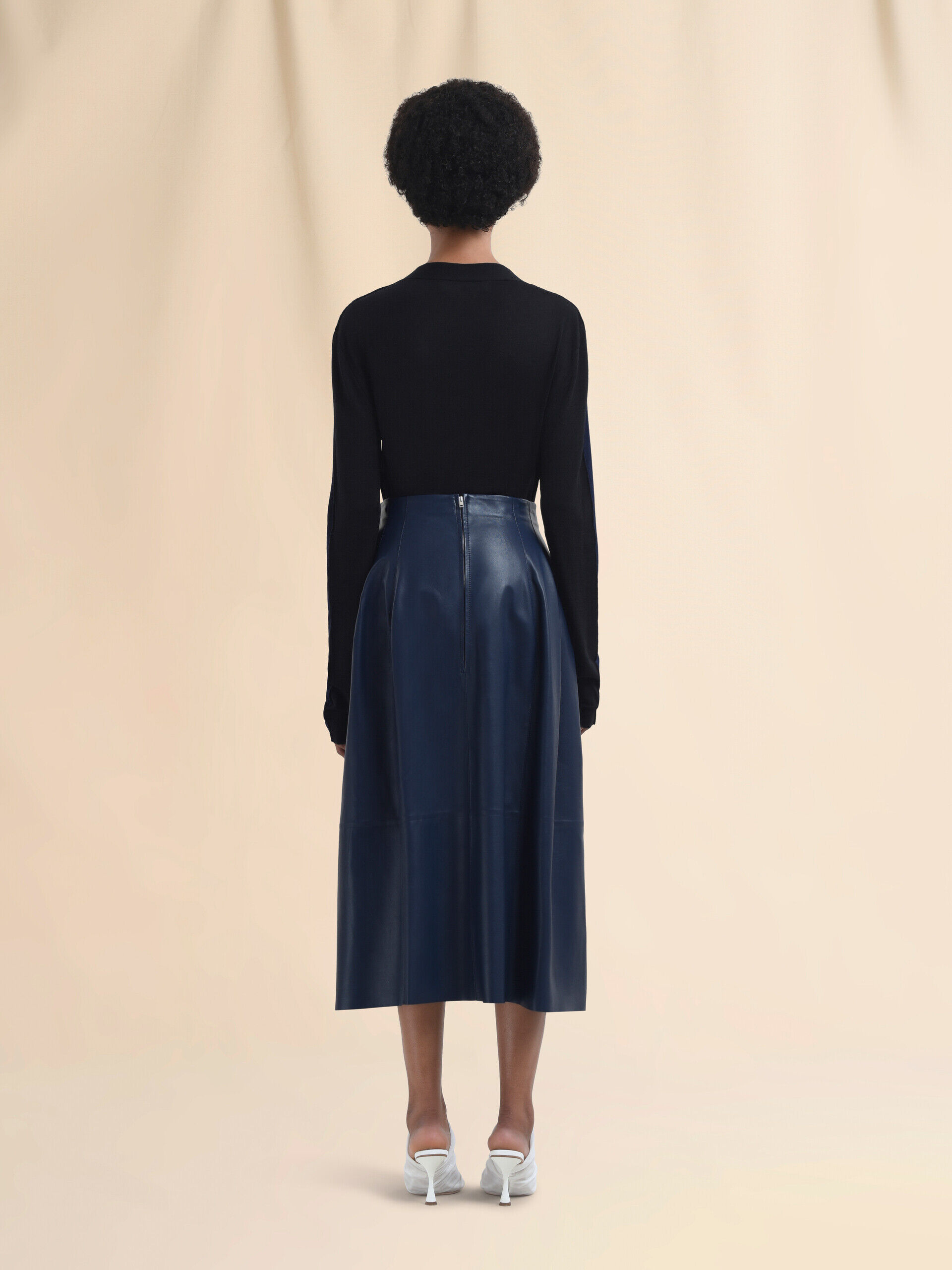High-waisted blue nappa skirt | Marni