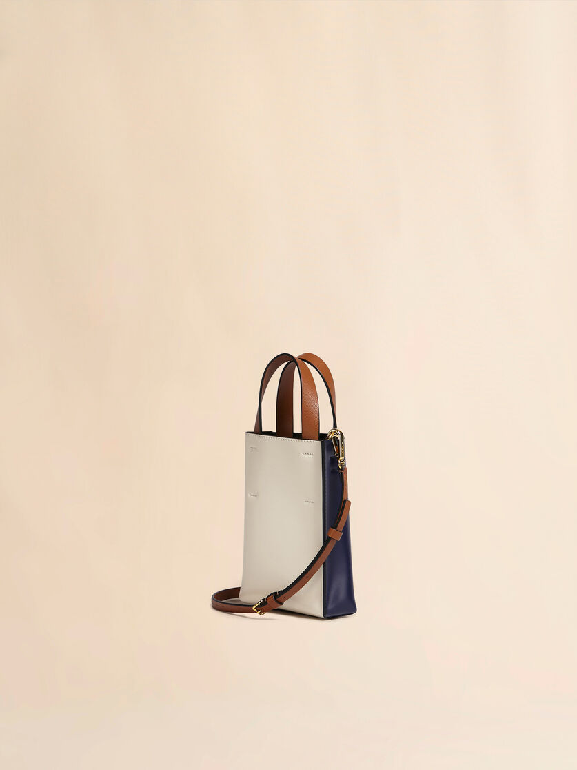 Sac nano MUSEO en cuir bleu et blanc - Sacs cabas - Image 2