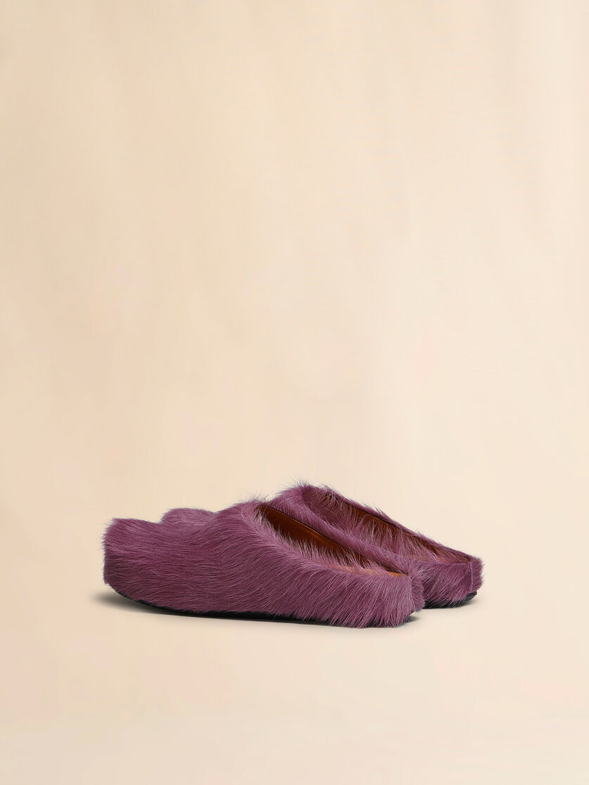 Blue long hair calfskin Fussbett sabot - Clogs - Image 3