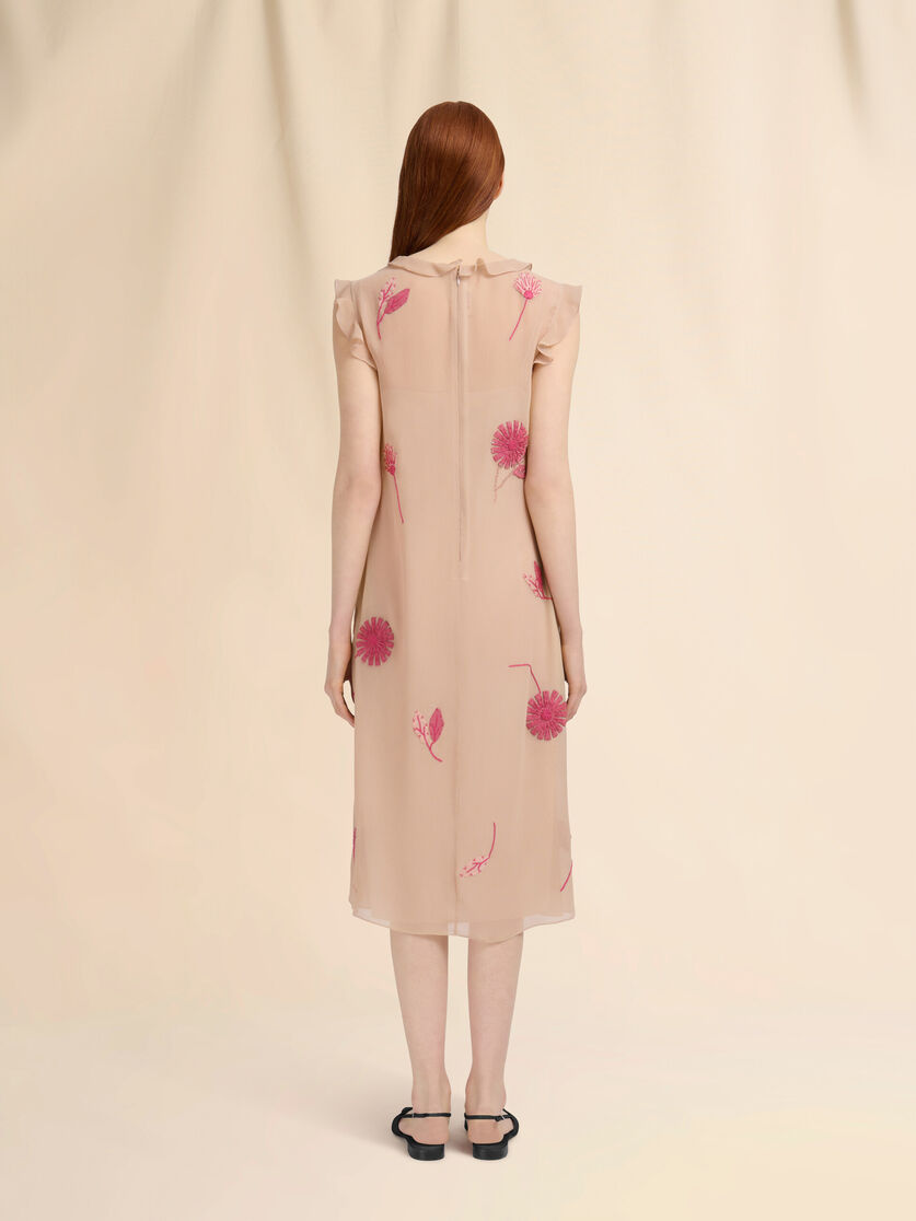 Robe en soie nude avec broderie camélia - Robes - Image 3